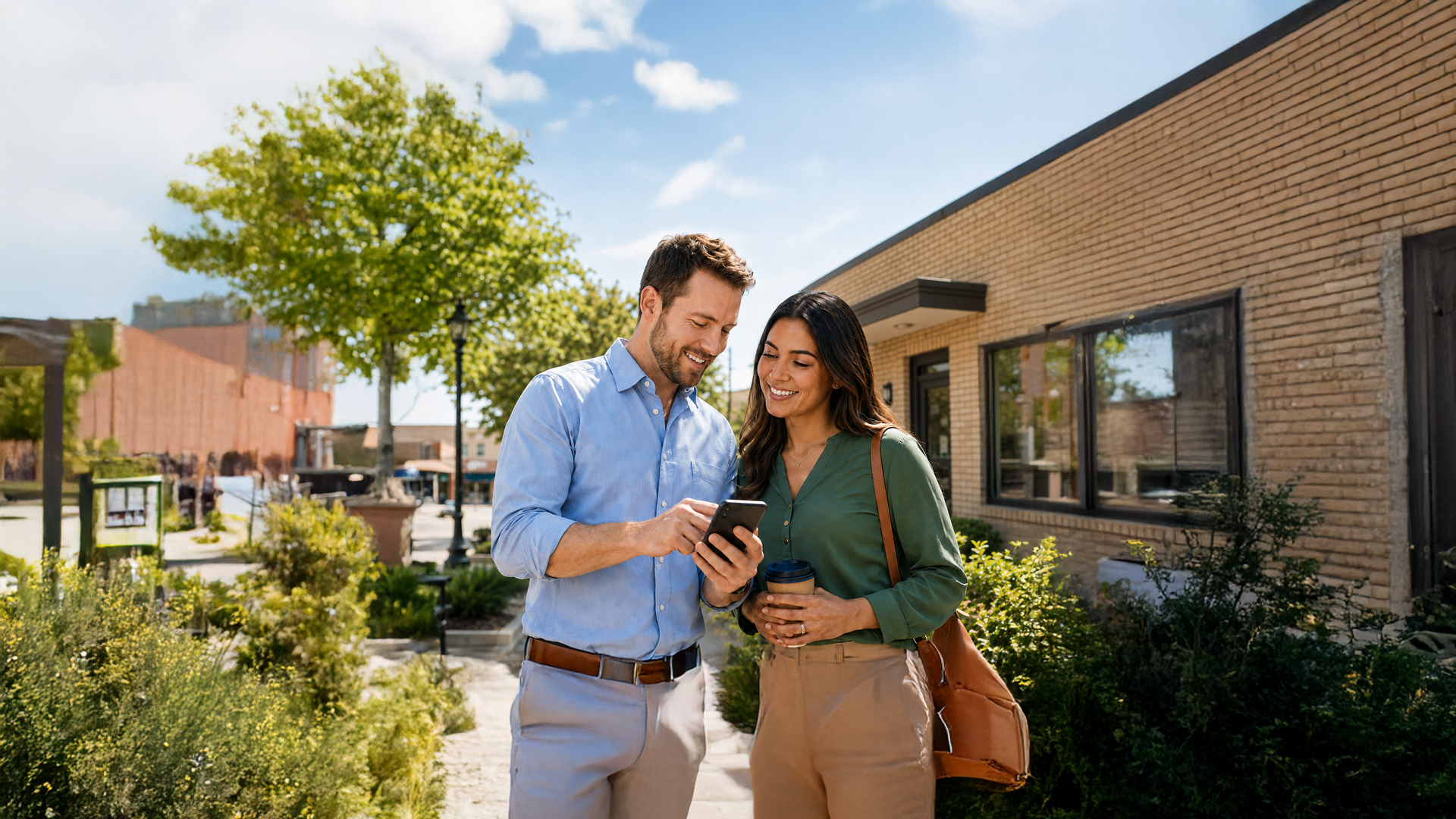 A couple looking at their phone